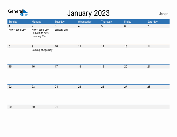 Fillable January 2023 Calendar