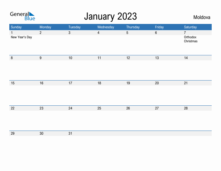 Fillable January 2023 Calendar