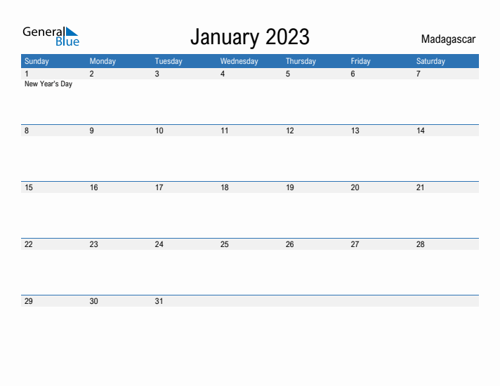 Fillable January 2023 Calendar