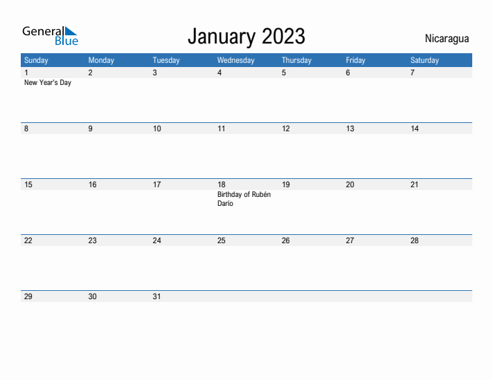 Fillable January 2023 Calendar