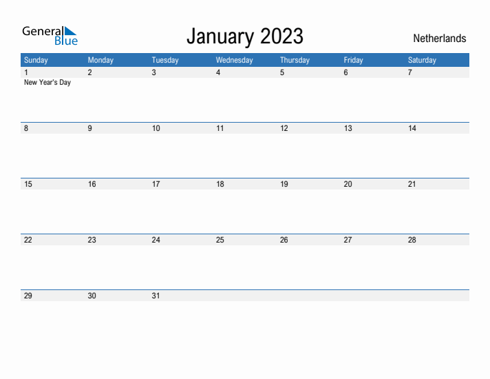 Fillable January 2023 Calendar