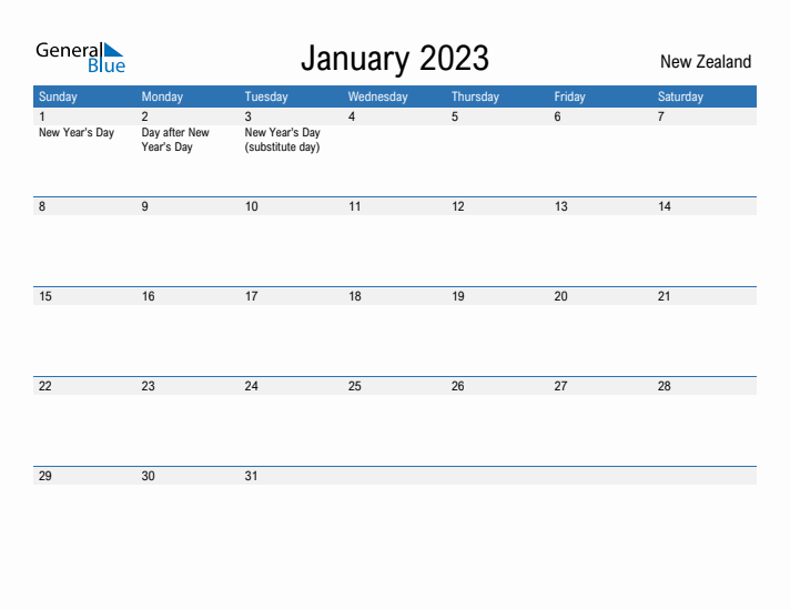 Fillable January 2023 Calendar