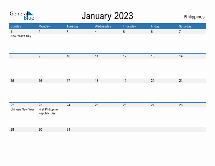 Fillable January 2023 Calendar