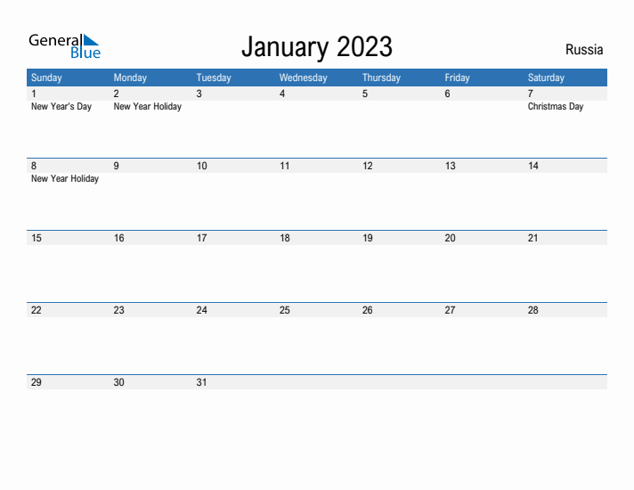 Fillable January 2023 Calendar