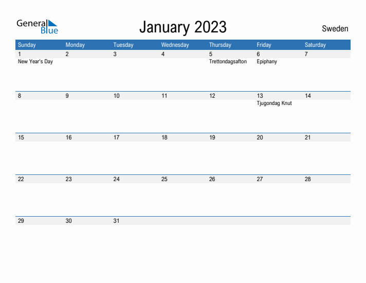 Fillable January 2023 Calendar