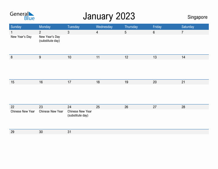 Fillable January 2023 Calendar