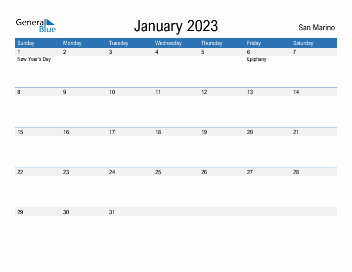 Fillable January 2023 Calendar