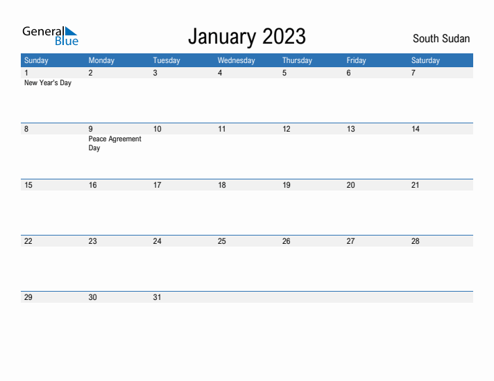 Fillable January 2023 Calendar