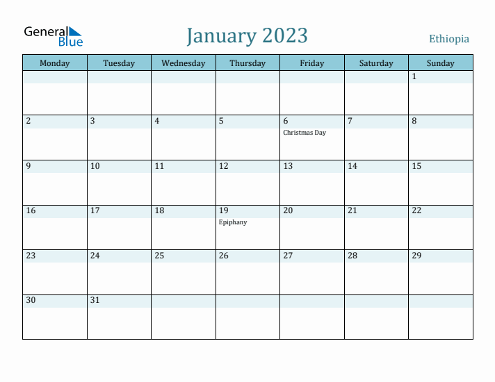 January 2023 Calendar with Holidays