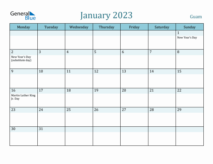 January 2023 Calendar with Holidays