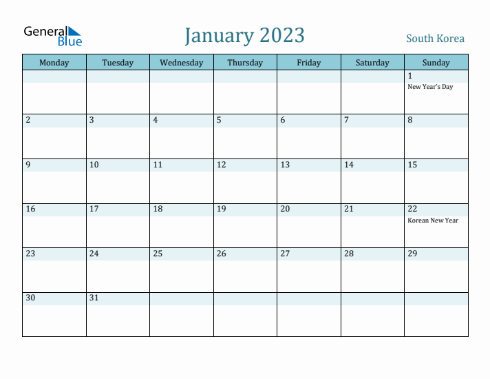 January 2023 Calendar with Holidays