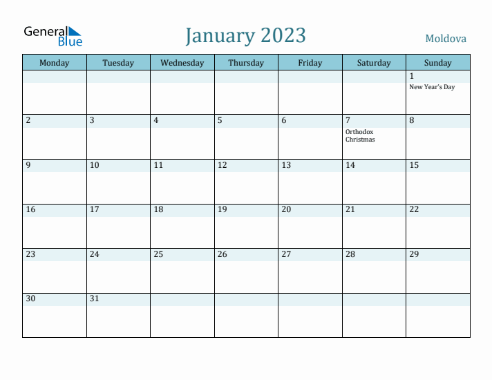 January 2023 Calendar with Holidays