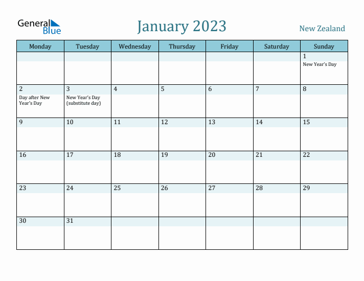 January 2023 Calendar with Holidays