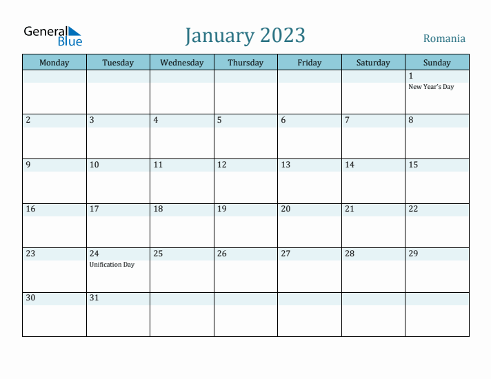 January 2023 Calendar with Holidays