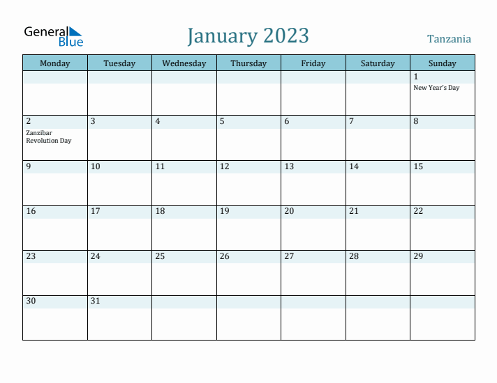 January 2023 Calendar with Holidays