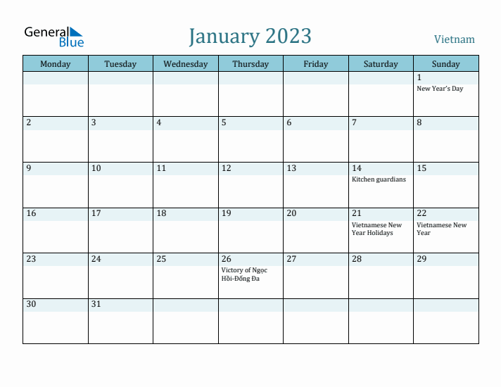 January 2023 Calendar with Holidays