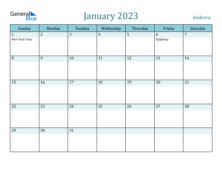 January 2023 Calendar with Holidays