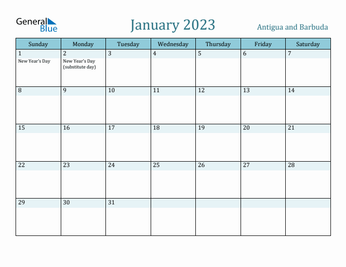 January 2023 Calendar with Holidays