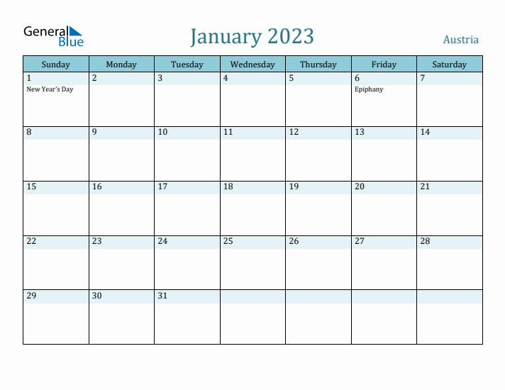 January 2023 Calendar with Holidays