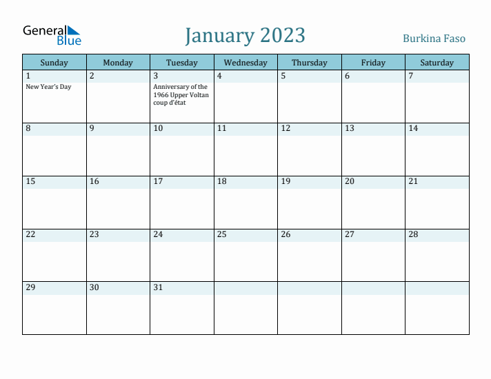 January 2023 Calendar with Holidays