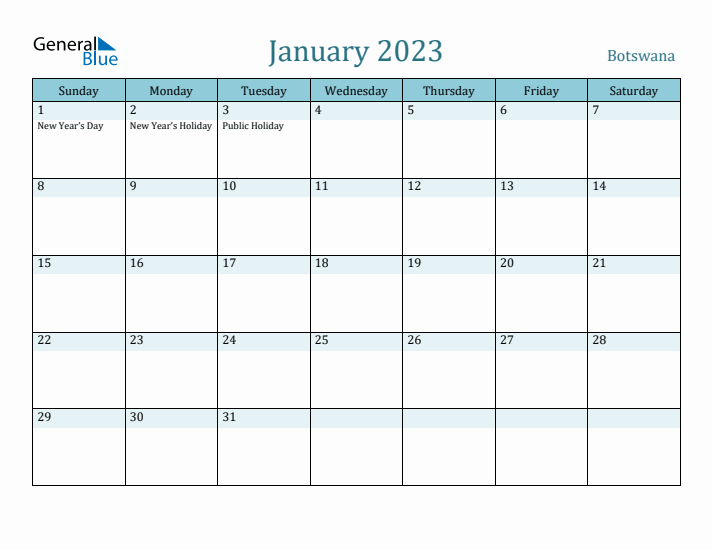 January 2023 Calendar with Holidays