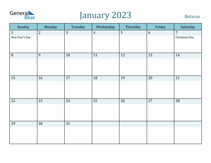 January 2023 Calendar with Holidays