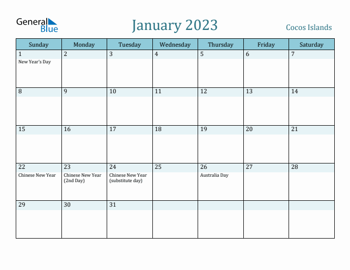 January 2023 Calendar with Holidays