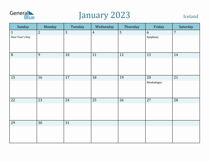 January 2023 Calendar with Holidays