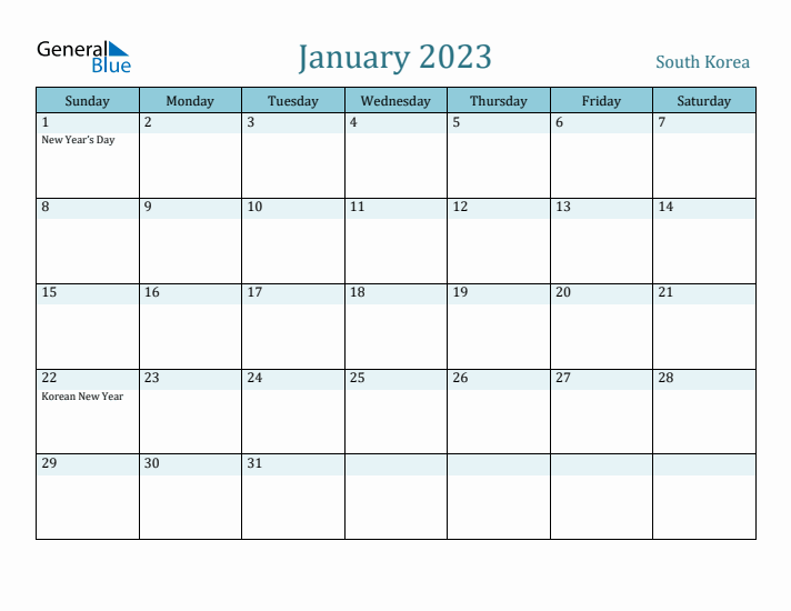 January 2023 Calendar with Holidays