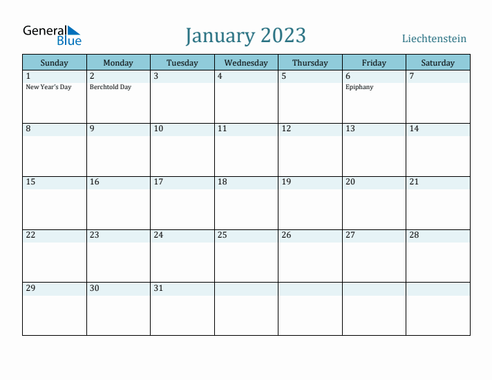 January 2023 Calendar with Holidays