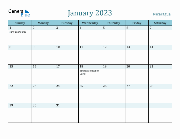 January 2023 Calendar with Holidays