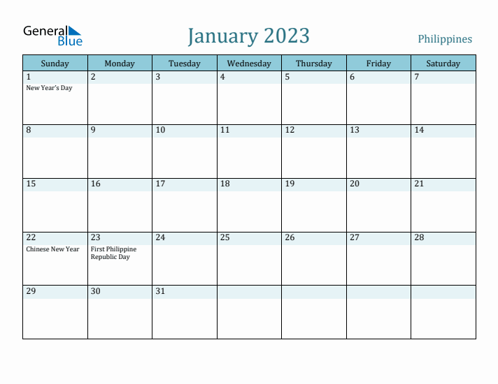 January 2023 Calendar with Holidays