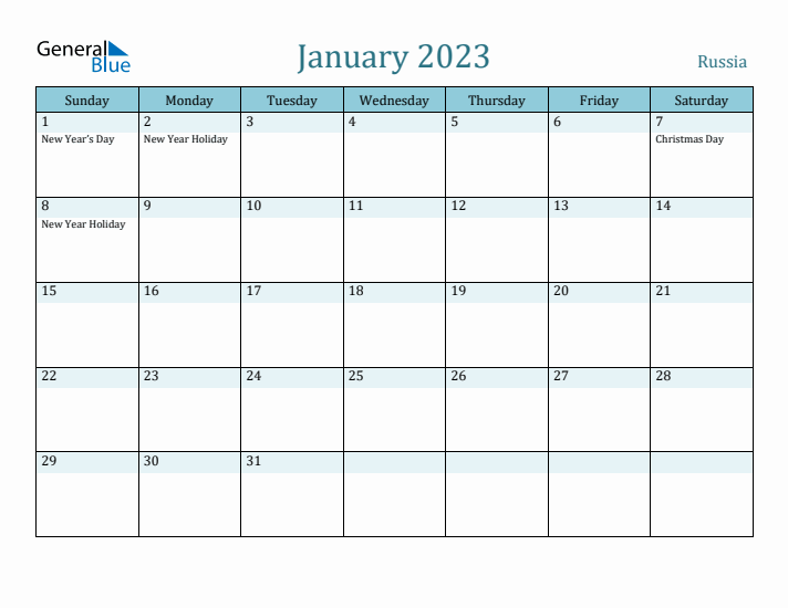 January 2023 Calendar with Holidays