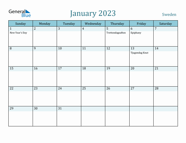 January 2023 Calendar with Holidays