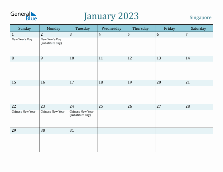 January 2023 Calendar with Holidays