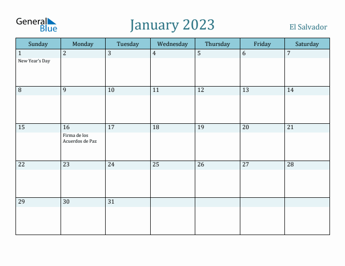 January 2023 Calendar with Holidays