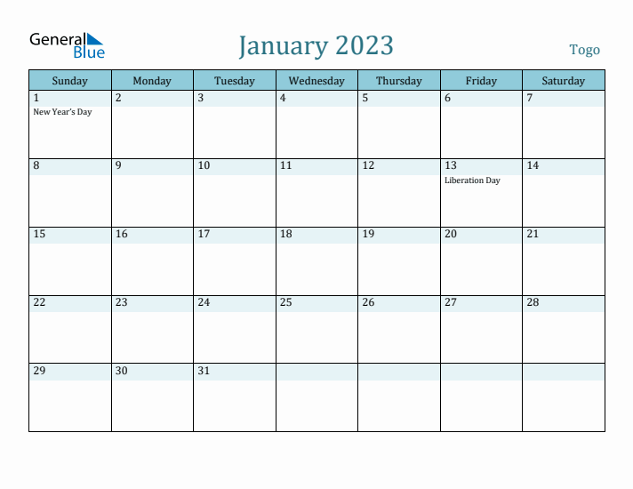 January 2023 Calendar with Holidays