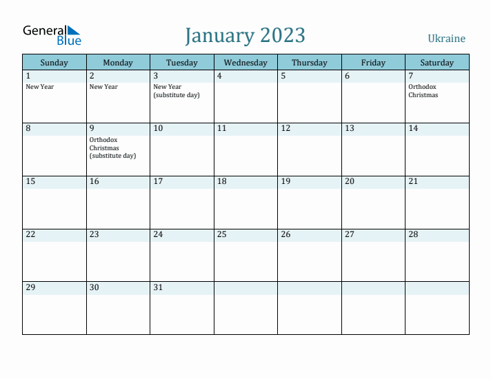 January 2023 Calendar with Holidays