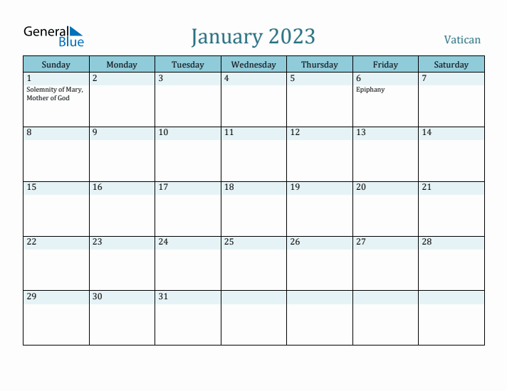 January 2023 Calendar with Holidays