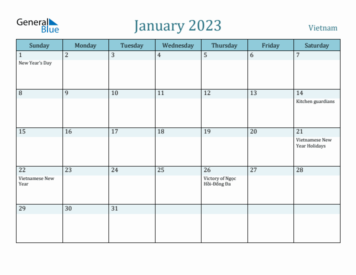 January 2023 Calendar with Holidays