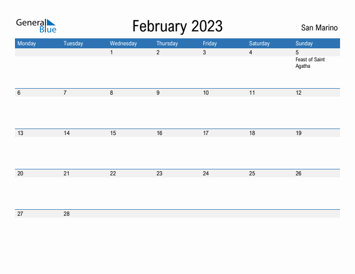 Fillable February 2023 Calendar