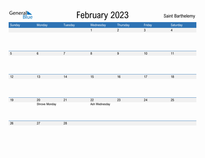 Fillable February 2023 Calendar