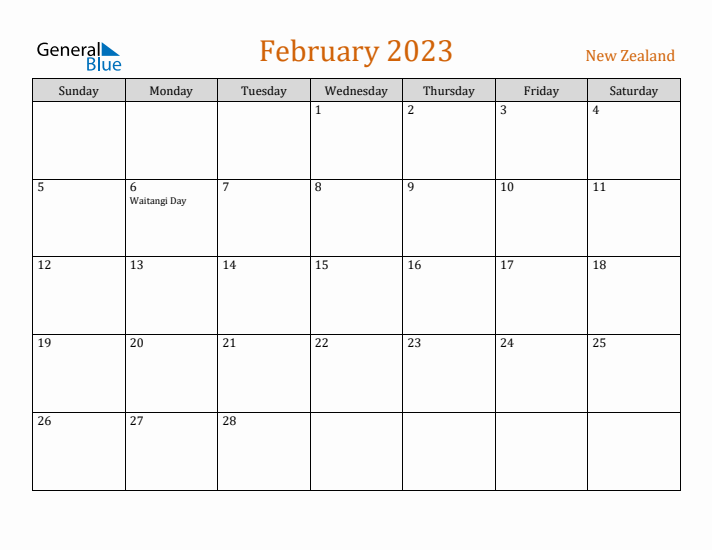 February 2023 Holiday Calendar with Sunday Start