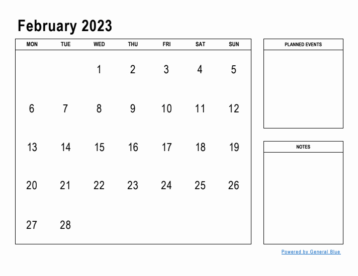 February 2023 Calendar Planner