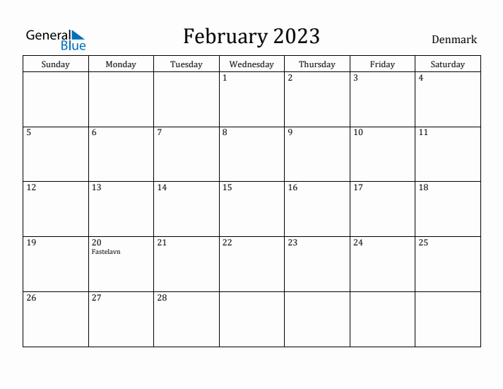 February 2023 Calendar Denmark