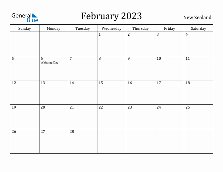 February 2023 Calendar New Zealand