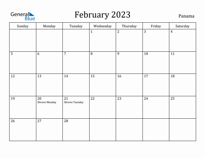 February 2023 Calendar Panama