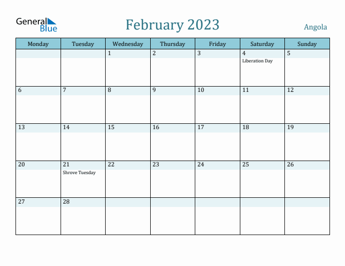 February 2023 Calendar with Holidays