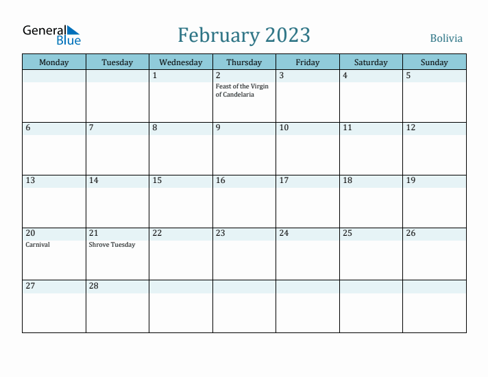 February 2023 Calendar with Holidays