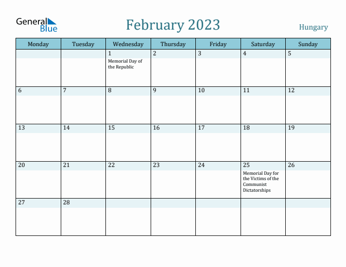 February 2023 Calendar with Holidays